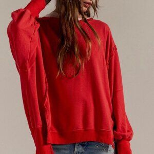 🔥 Free People We The Free Camden Sweatshirt in Flame Red NWOT - Size S